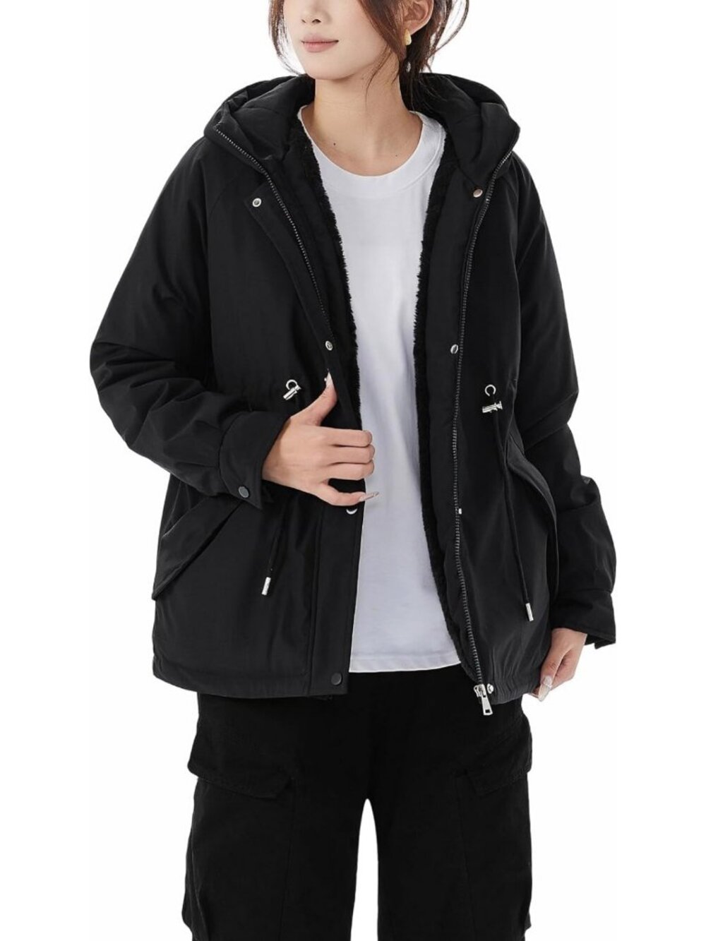 Cozy Women's Fleece Sherpa Lined Hooded Winter Coat - Warm & Stylish Jacket